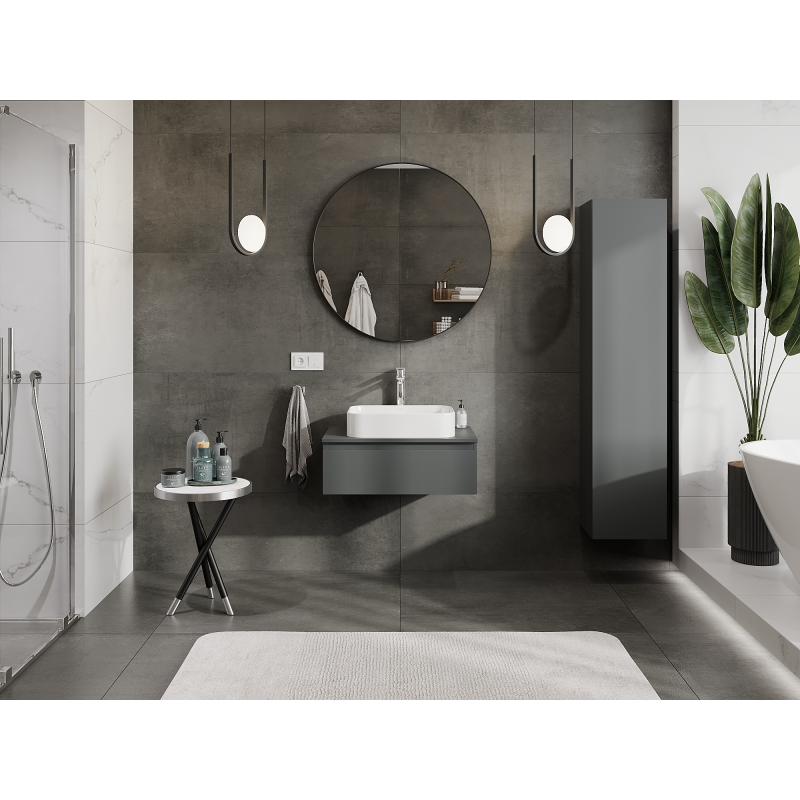 Mexen Orio 70 cm Under-Sink Bathroom Cabinet, 1 Drawer, Matte Graphite - 91A10-07023-1-BF66