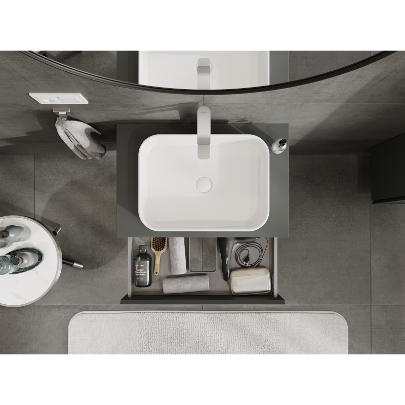 Mexen Orio 70 cm Under-Sink Bathroom Cabinet, 1 Drawer, Matte Graphite - 91A10-07023-1-BF66