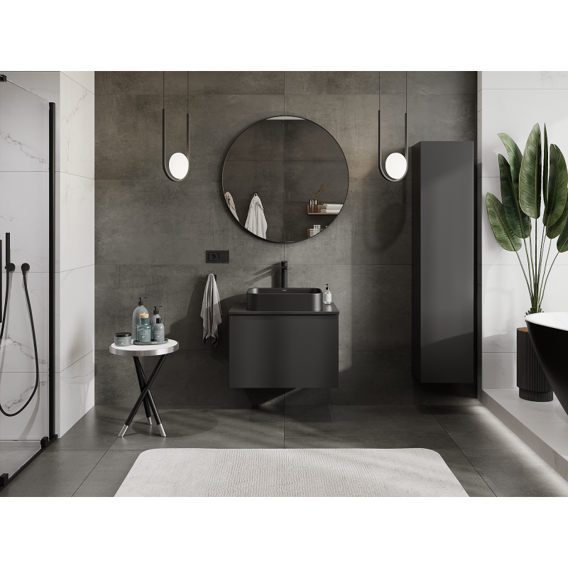 Mexen Orio bathroom cabinet under sink 70 cm, 1 drawer, black matte - 91A10-07047-1-BF71