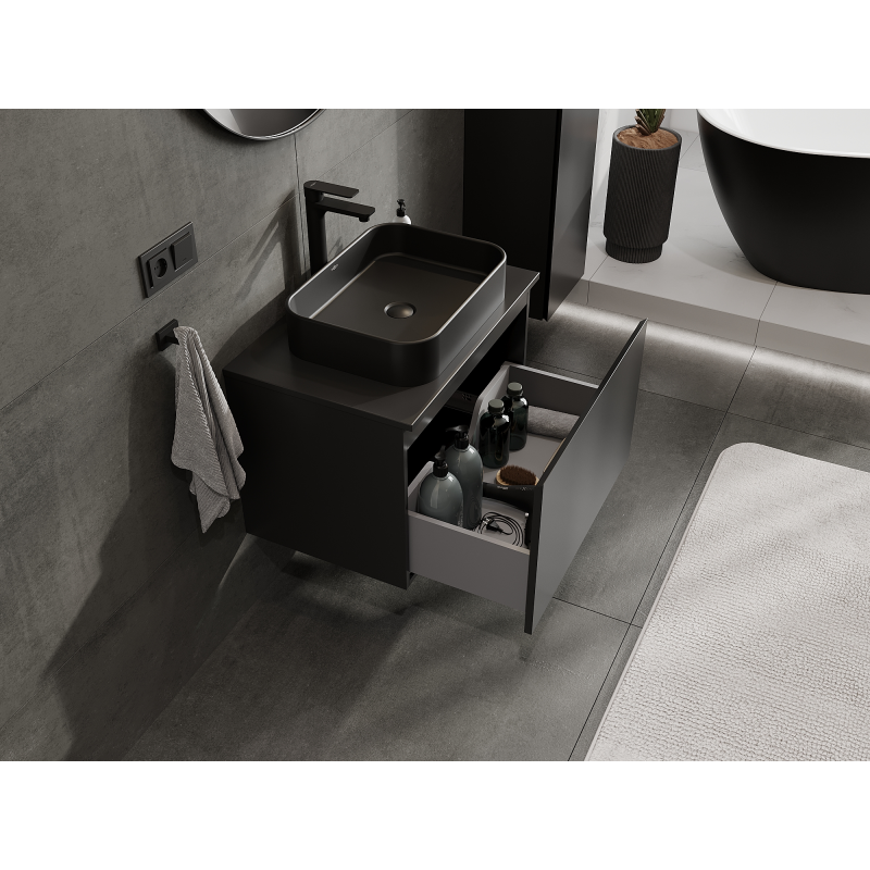 Mexen Orio bathroom cabinet under sink 70 cm, 1 drawer, black matte - 91A10-07047-1-BF71