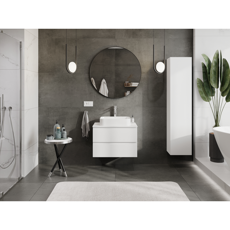 Mexen Orio 70 cm bathroom cabinet, 2 drawers, white matte - 91A10-07047-2-BFF01