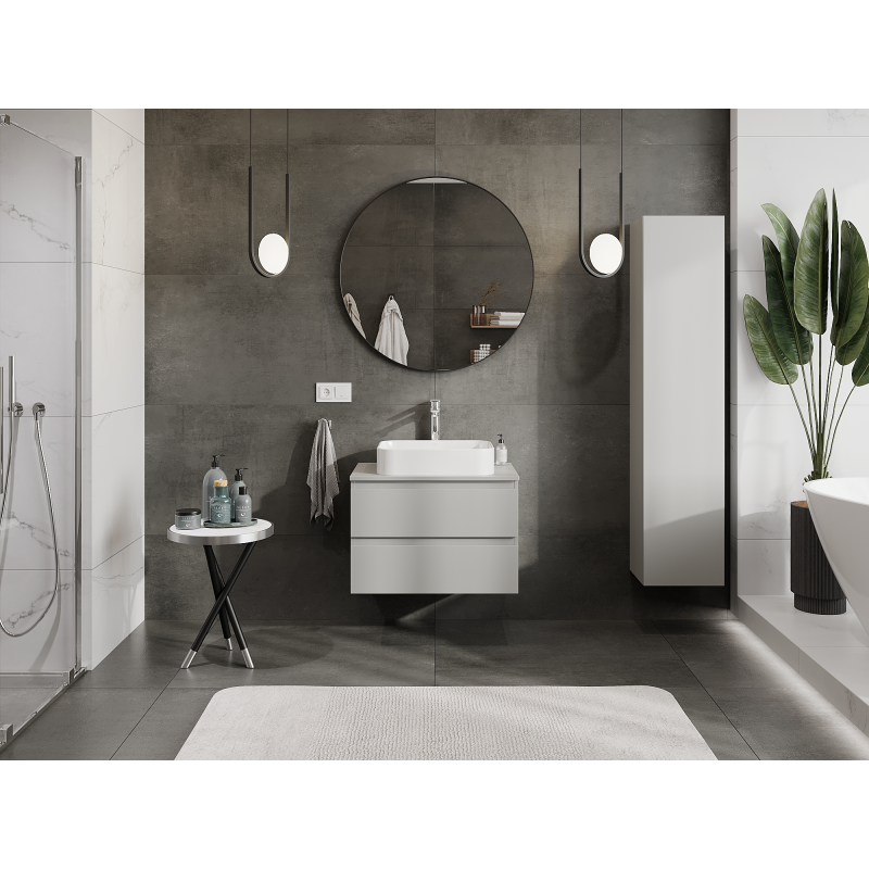 Mexen Orio bathroom cabinet for washbasin 70 cm, 2 drawers, grey matt - 91A10-07047-2-BFF62