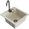 Mexen Vito granite kitchen sink, 1-bowl with Telma kitchen faucet, beige - 6503-69-670200-70
