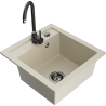 Mexen Vito granite sink 1-bowl with Telma kitchen tap, beige - 6503-69-670200-70