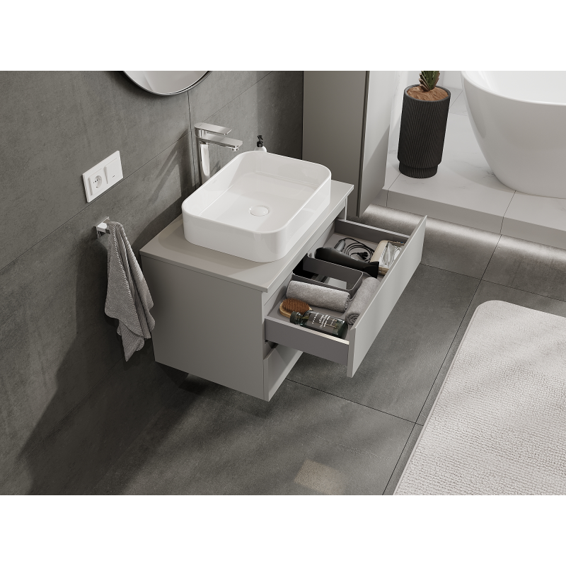 Mexen Orio bathroom cabinet for washbasin 70 cm, 2 drawers, grey matt - 91A10-07047-2-BFF62