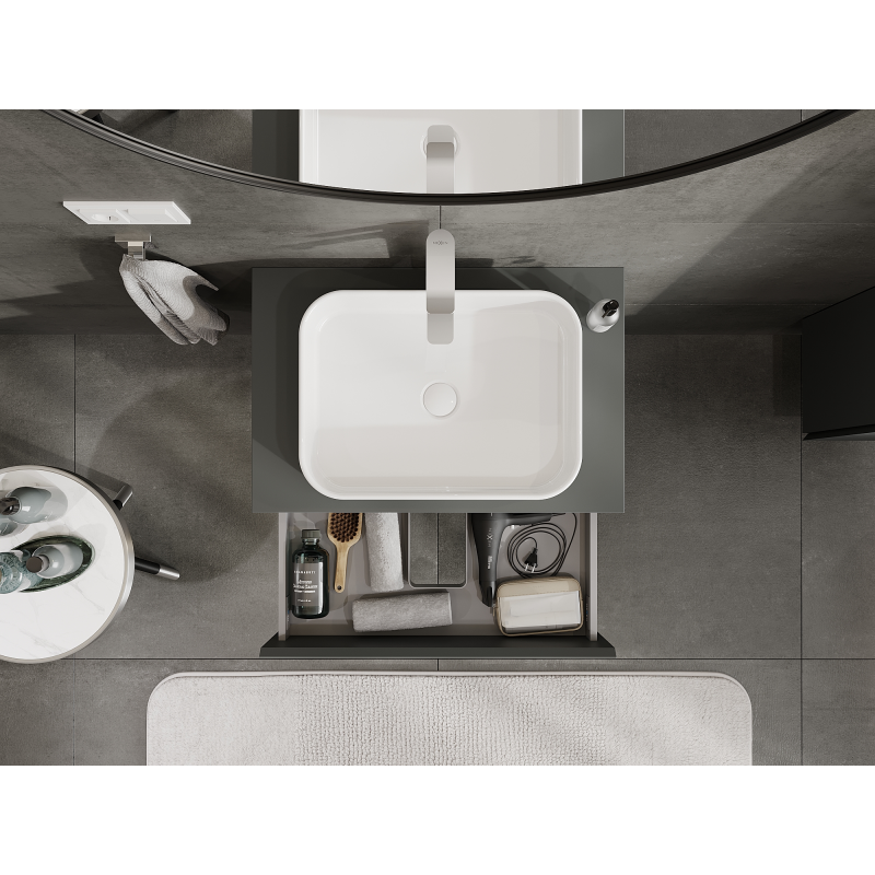 Mexen Orio bathroom cabinet under sink 70 cm, 2 drawers, matte graphite - 91A10-07047-2-BFF66