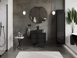 Mexen Orio bathroom cabinet for washbasin 70 cm, 2 drawers, black gloss - 91A10-07047-2-BFF70