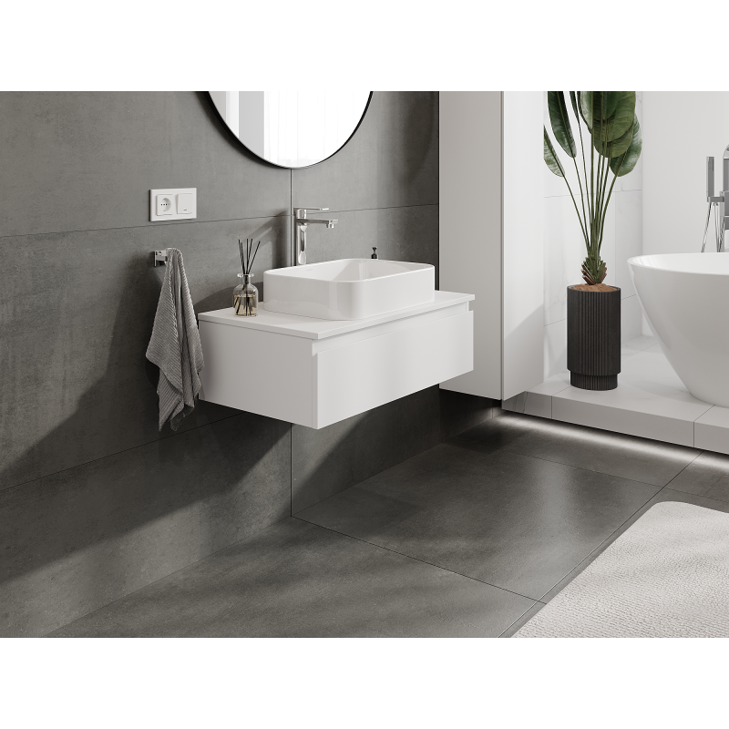 Mexen Orio bathroom cabinet for washbasin 80 cm, 1 drawer, white matte - 91A10-08023-1-BF01