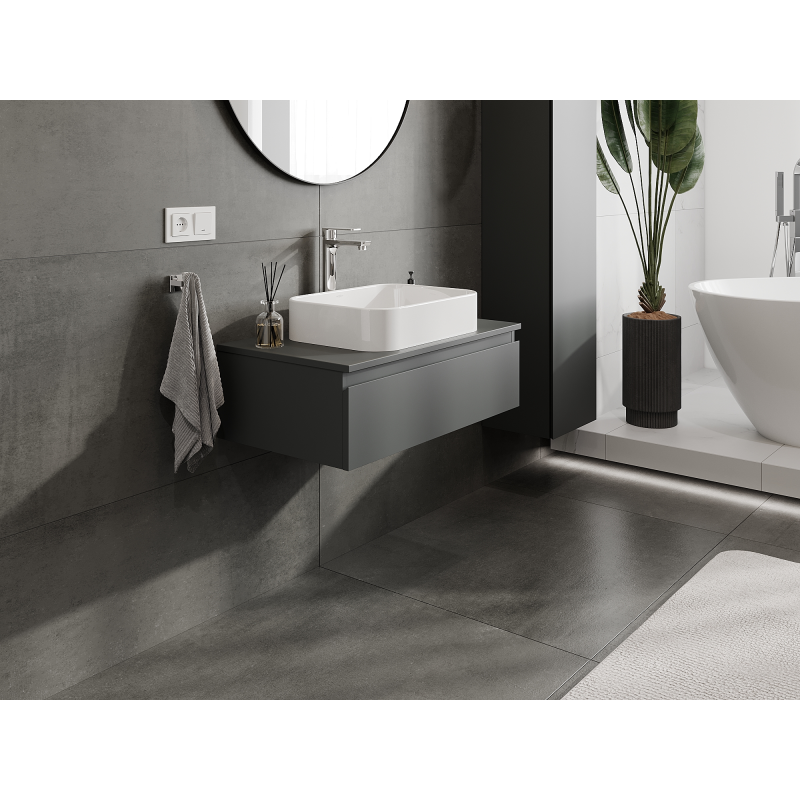 Mexen Orio bathroom cabinet under sink 80 cm, 1 drawer, matte graphite - 91A10-08023-1-BF66