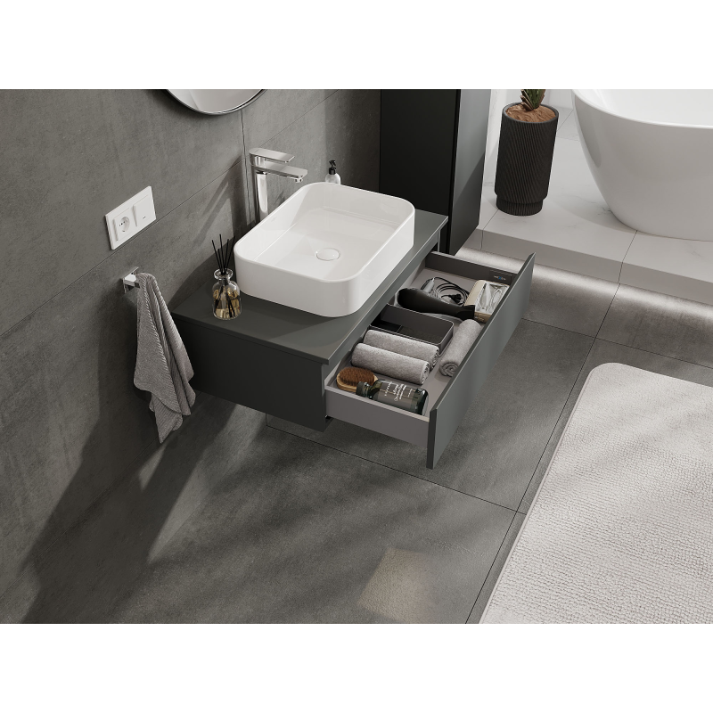 Mexen Orio bathroom cabinet under sink 80 cm, 1 drawer, matte graphite - 91A10-08023-1-BF66