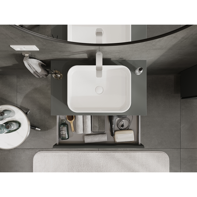 Mexen Orio bathroom cabinet under sink 80 cm, 1 drawer, matte graphite - 91A10-08023-1-BF66