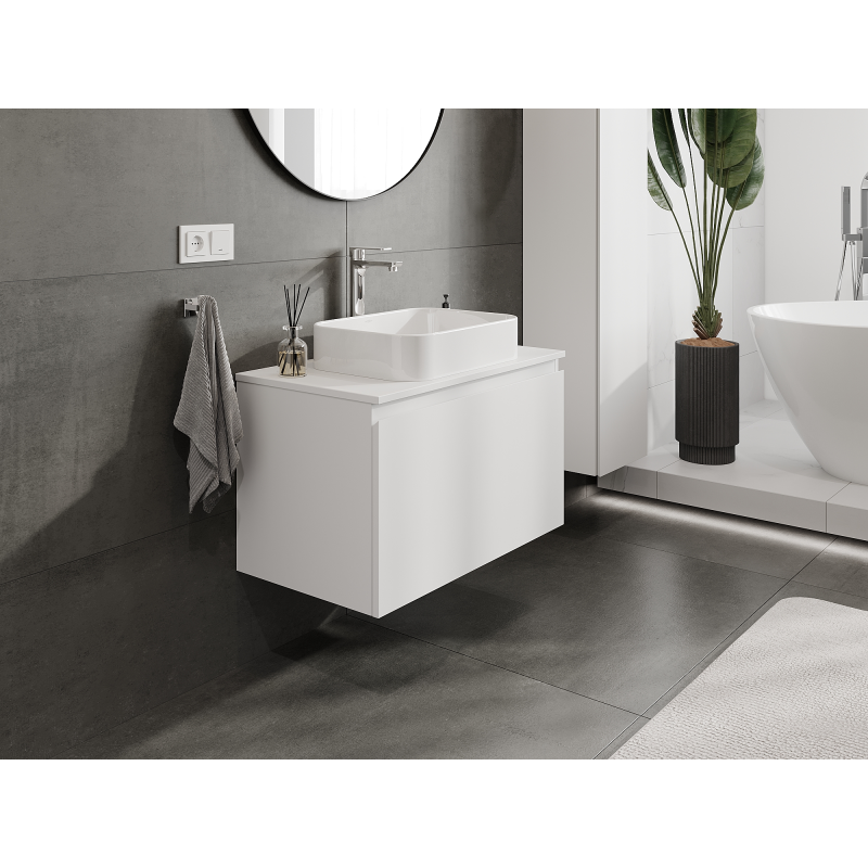 Mexen Orio bathroom cabinet for washbasin 80 cm, 1 drawer, white matt - 91A10-08047-1-BF01