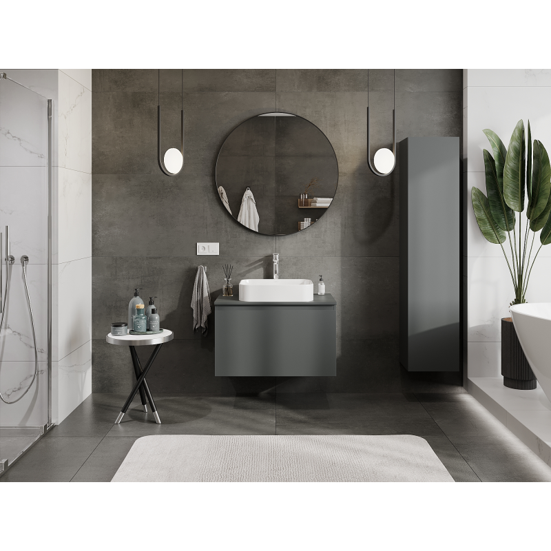 Mexen Orio 80 cm Bathroom Cabinet Under Sink, 1 Drawer, Matt Graphite - 91A10-08047-1-BF66