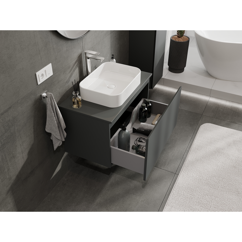 Mexen Orio 80 cm Bathroom Cabinet Under Sink, 1 Drawer, Matt Graphite - 91A10-08047-1-BF66