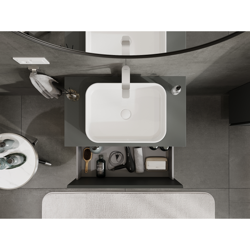 Mexen Orio 80 cm Bathroom Cabinet Under Sink, 1 Drawer, Matt Graphite - 91A10-08047-1-BF66