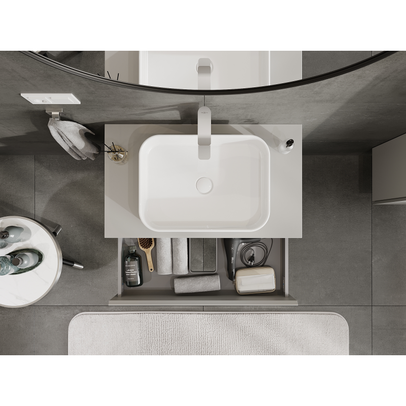 Mexen Orio bathroom cabinet under sink 80 cm, 2 drawers, grey matte - 91A10-08047-2-BFF62