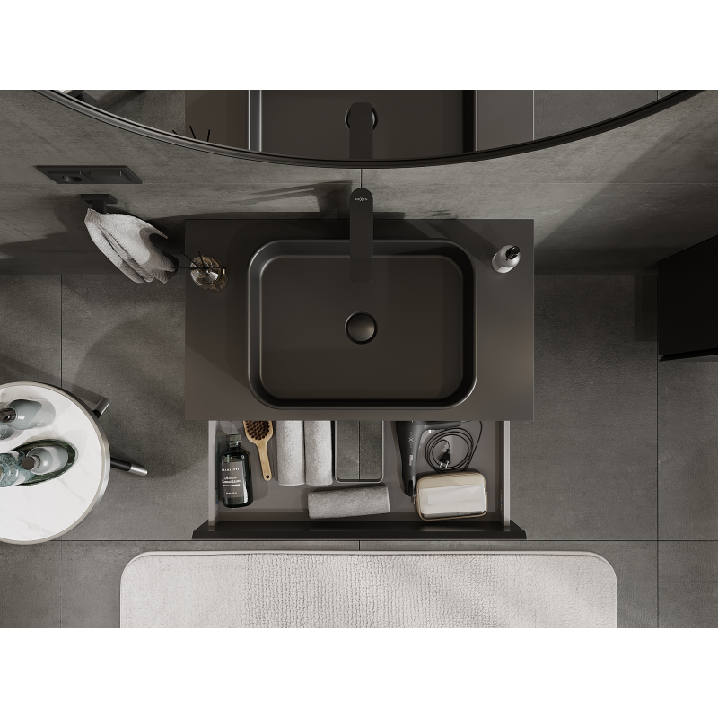 Mexen Orio bathroom cabinet 80 cm, 2 drawers, black matte - 91A10-08047-2-BFF71