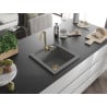 Mexen Vito 1-bowl granite sink with Telma kitchen tap, grey - 6503-71-670200-50