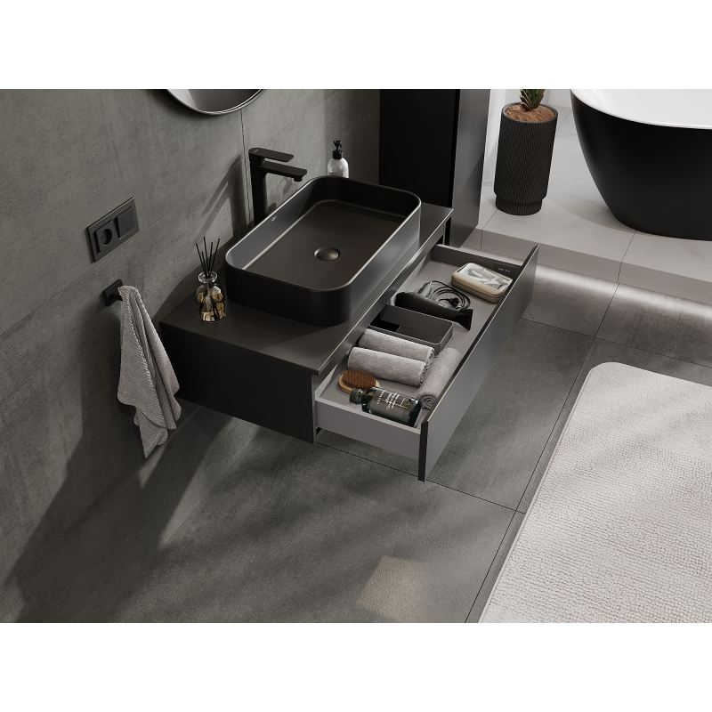 Mexen Orio bathroom cabinet under-sink 90 cm, 1 drawer, black matte - 91A10-09023-1-BF71