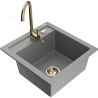 Mexen Vito 1-bowl granite sink with Telma kitchen faucet, gray - 6503-71-670200-50