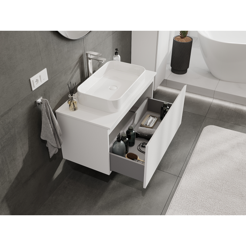 Mexen Orio bathroom cabinet for sink 90 cm, 1 drawer, white matte - 91A10-09047-1-BF01