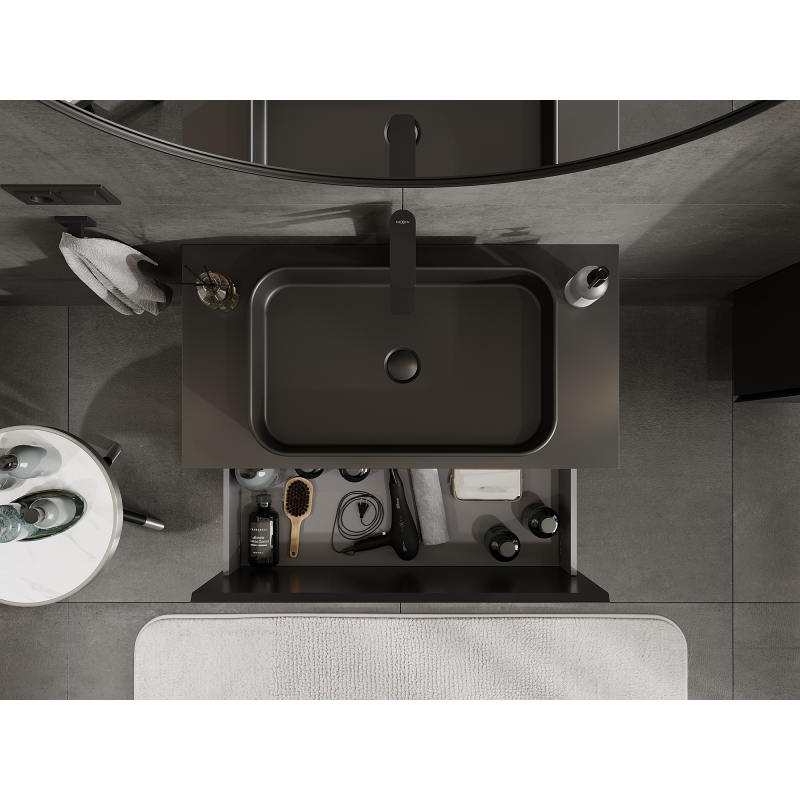 Mexen Orio 90 cm Bathroom Cabinet, 1 Drawer, Black Matte - 91A10-09047-1-BF71