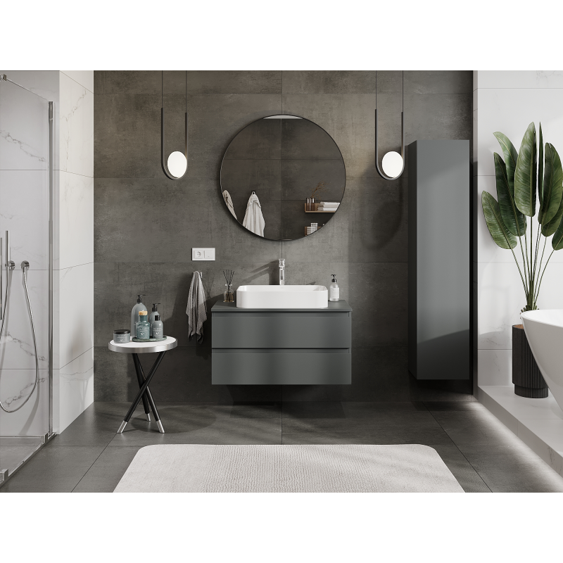 Mexen Orio bathroom cabinet under sink 90 cm, 2 drawers, matte graphite - 91A10-09047-2-BFF66