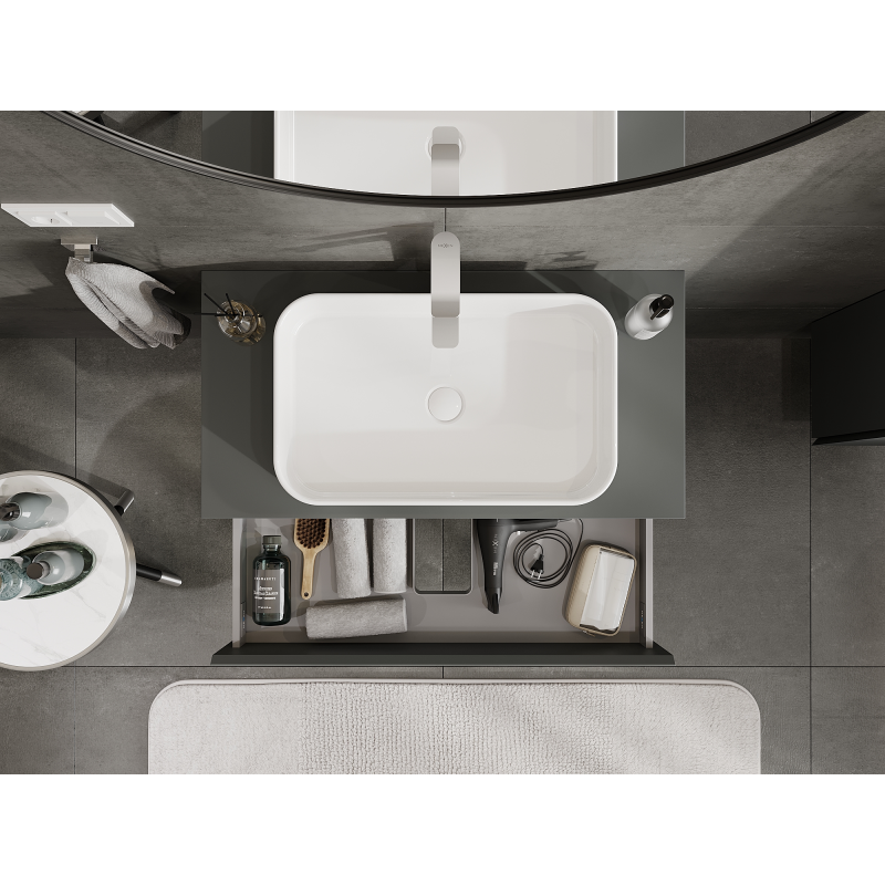 Mexen Orio bathroom cabinet under sink 90 cm, 2 drawers, matte graphite - 91A10-09047-2-BFF66