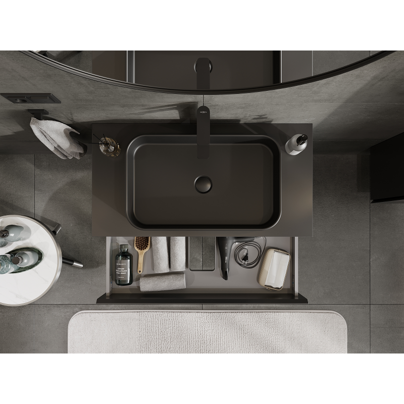 Mexen Orio bathroom cabinet for washbasin 90 cm, 2 drawers, black matte - 91A10-09047-2-BFF71