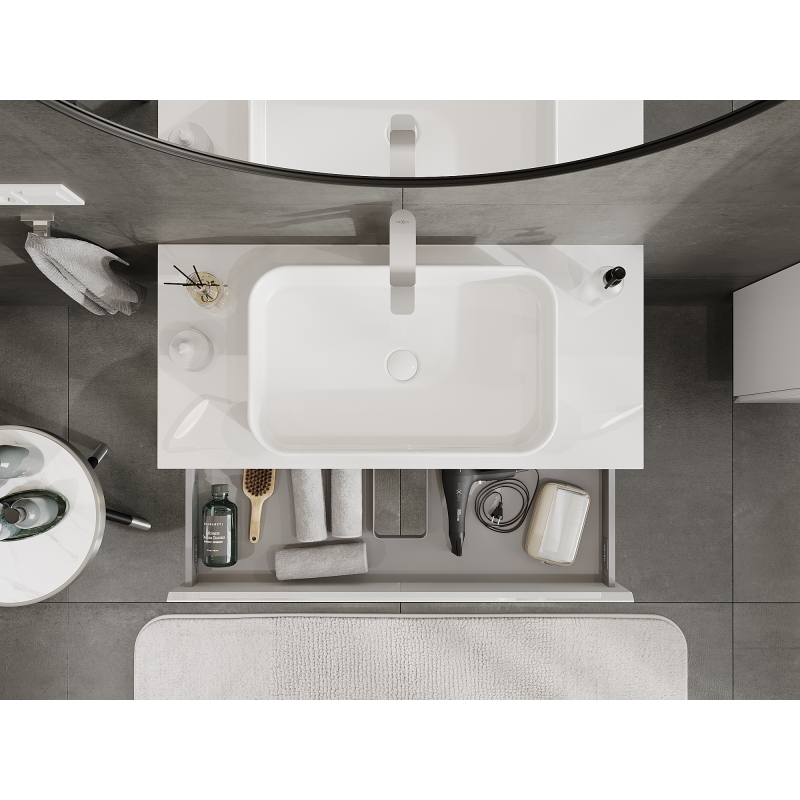 Mexen Orio 100 cm bathroom cabinet, 1 drawer, white gloss - 91A10-10023-1-BF00