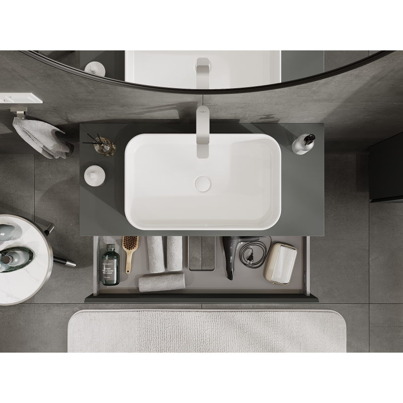 Mexen Orio bathroom cabinet under sink 100 cm, 1 drawer, matte graphite - 91A10-10023-1-BF66