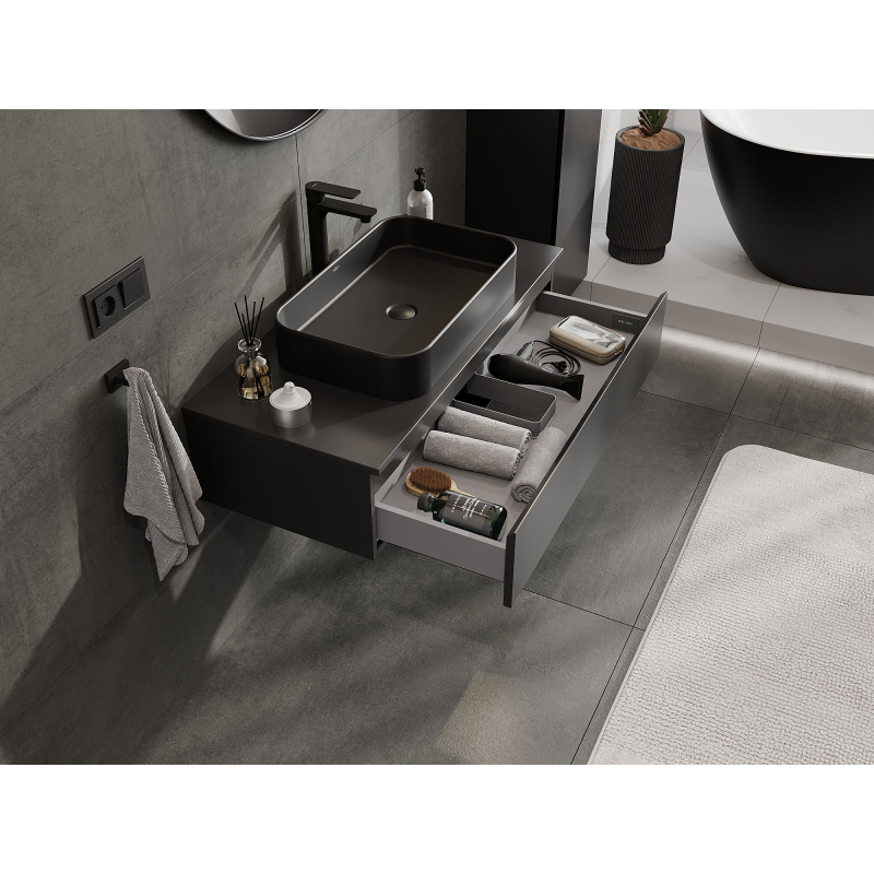 Mexen Orio Bathroom Cabinet 100 cm, 1 Drawer, Black Matte - 91A10-10023-1-BF71