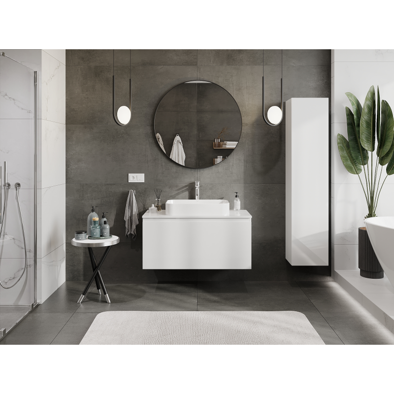 Mexen Orio bathroom cabinet under sink 100 cm, 1 drawer, white gloss - 91A10-10047-1-BF00