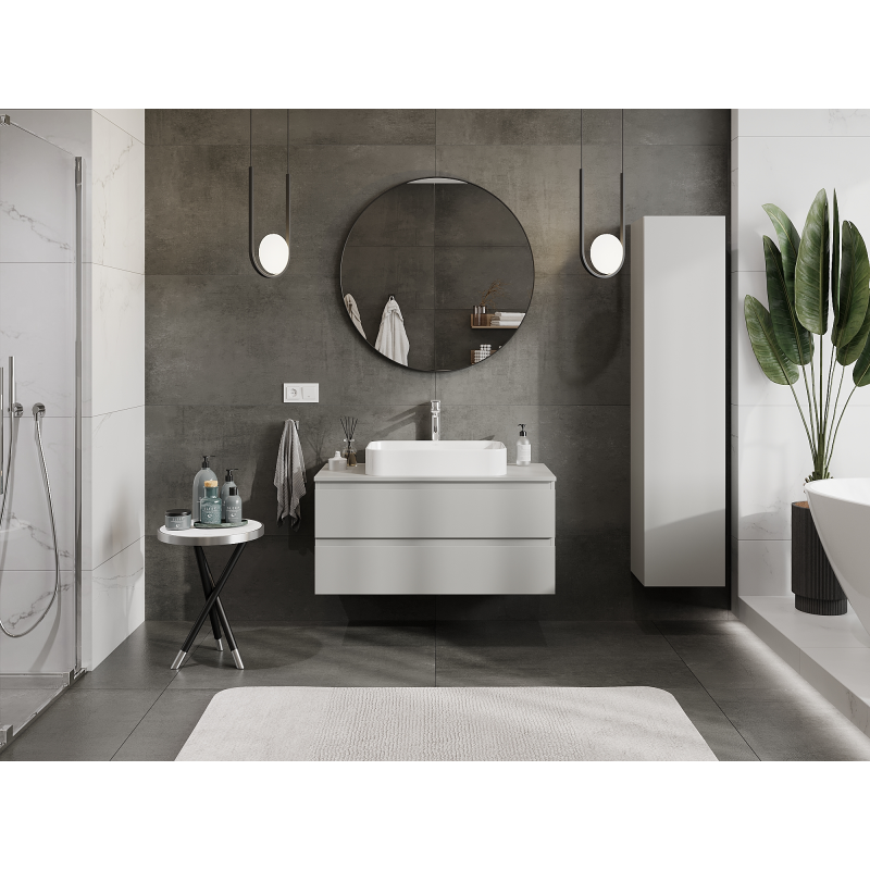 Mexen Orio 100 cm Bathroom Cabinet with Basin, 2 Drawers, Matte Grey - 91A10-10047-2-BFF62