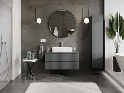 Mexen Orio bathroom cabinet under-sink 100 cm, 2 drawers, matte graphite - 91A10-10047-2-BFF66