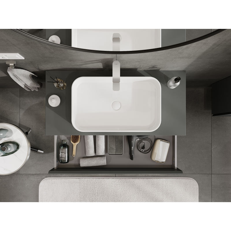 Mexen Orio bathroom cabinet under-sink 100 cm, 2 drawers, matte graphite - 91A10-10047-2-BFF66