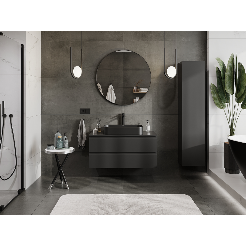 Mexen Orio bathroom cabinet under sink 100 cm, 2 drawers, black matte - 91A10-10047-2-BFF71