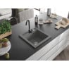 Mexen Vito single-bowl granite sink with Telma kitchen faucet, gray - 6503-71-670200-70