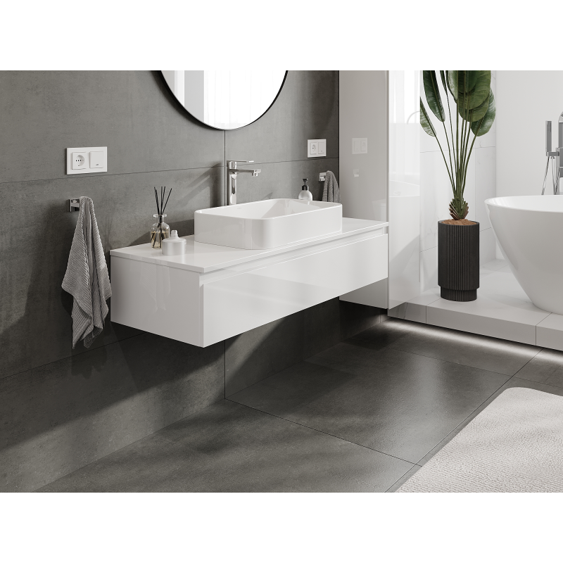 Mexen Orio bathroom cabinet 120 cm, 1 drawer, white gloss - 91A10-12023-1-BF00