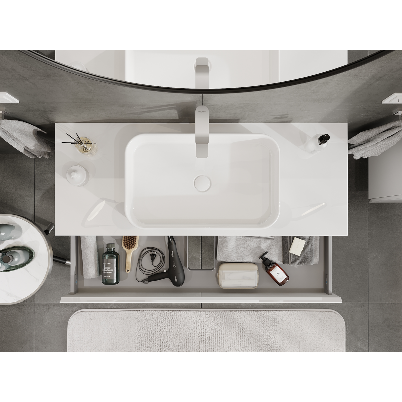 Mexen Orio bathroom cabinet 120 cm, 1 drawer, white gloss - 91A10-12023-1-BF00