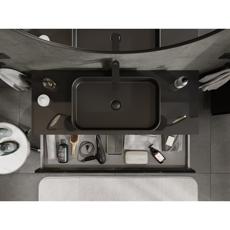 Mexen Orio 120 cm Bathroom Vanity Cabinet, 1 Drawer, Black Gloss - 91A10-12023-1-BF70