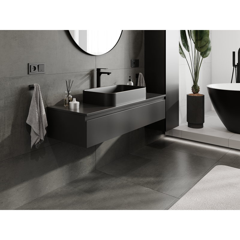 Mexen Orio bathroom cabinet for washbasin 120 cm, 1 drawer, black matt - 91A10-12023-1-BF71