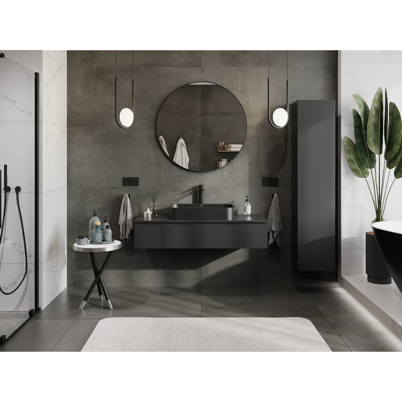 Mexen Orio bathroom cabinet for washbasin 120 cm, 1 drawer, black matt - 91A10-12023-1-BF71