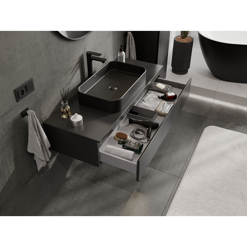 Mexen Orio bathroom cabinet for washbasin 120 cm, 1 drawer, black matt - 91A10-12023-1-BF71