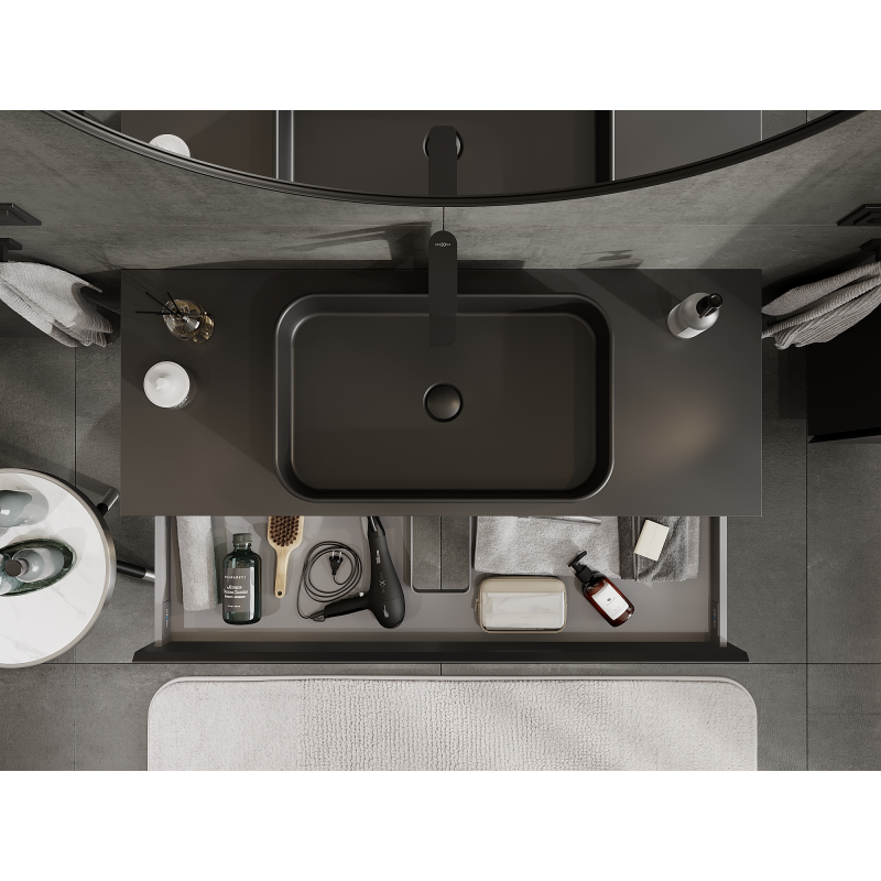 Mexen Orio bathroom cabinet for washbasin 120 cm, 1 drawer, black matt - 91A10-12023-1-BF71