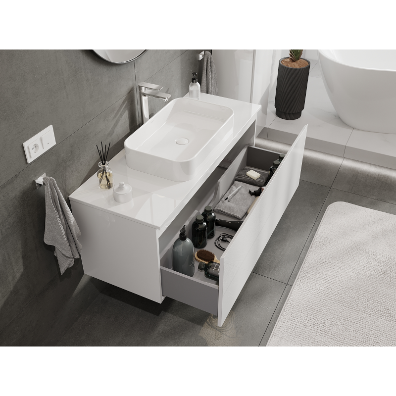 Mexen Orio bathroom cabinet under sink 120 cm, 1 drawer, white gloss - 91A10-12047-1-BF00