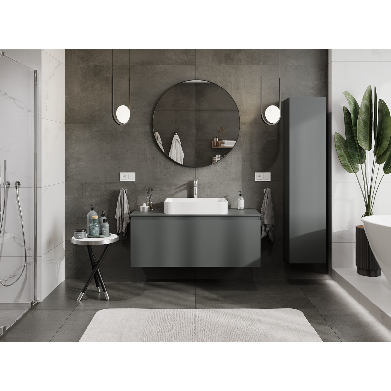 Mexen Orio bathroom cabinet for washbasin 120 cm, 1 drawer, matt graphite - 91A10-12047-1-BF66