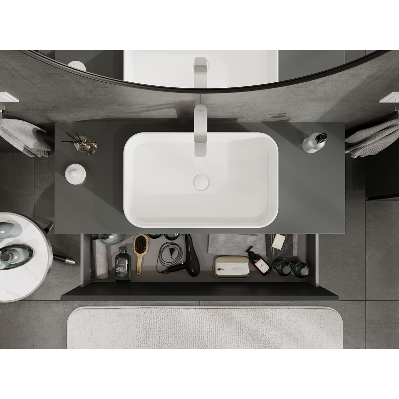 Mexen Orio bathroom cabinet for washbasin 120 cm, 1 drawer, matt graphite - 91A10-12047-1-BF66