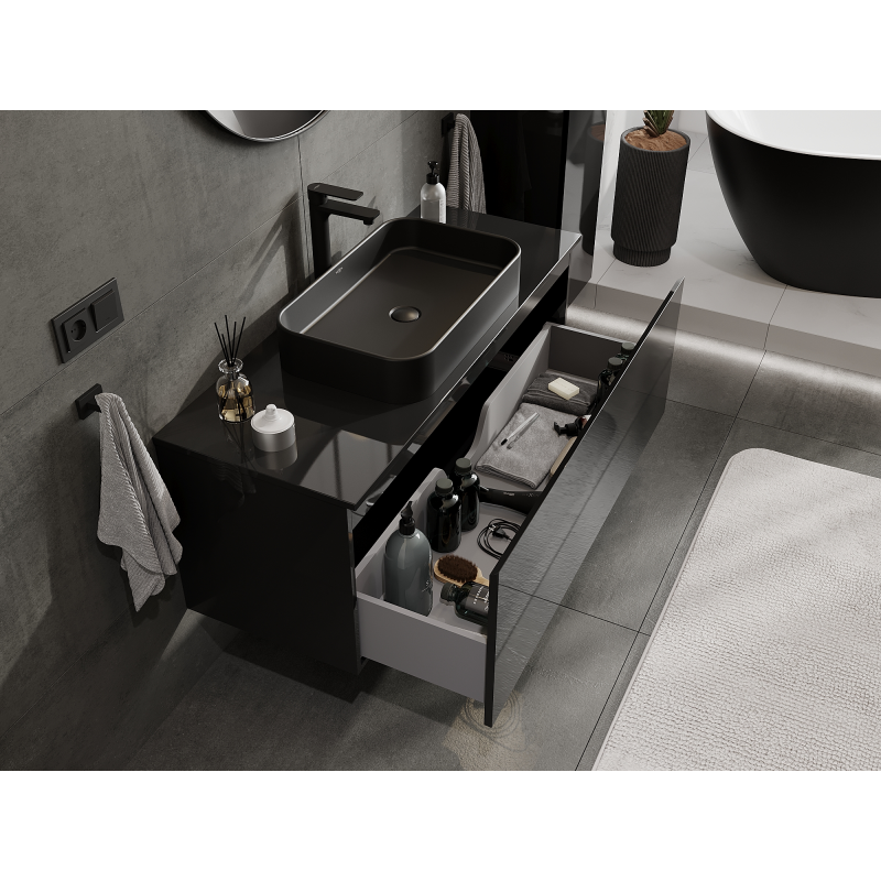 Mexen Orio bathroom cabinet for a sink 120 cm, 1 drawer, black gloss - 91A10-12047-1-BF70