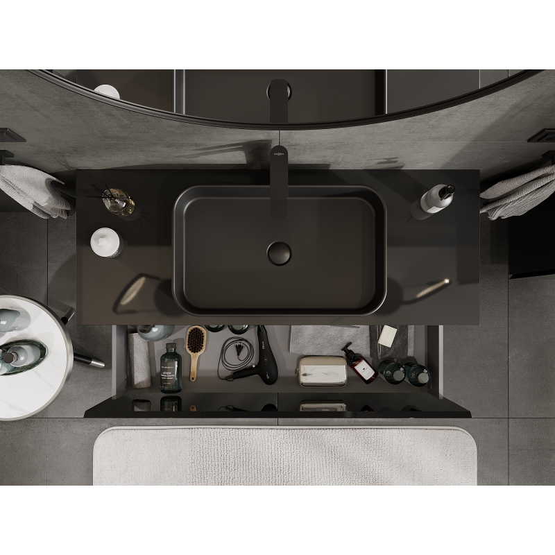 Mexen Orio bathroom cabinet for a sink 120 cm, 1 drawer, black gloss - 91A10-12047-1-BF70